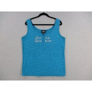 Harley-Davidson Womens Blue Tank Top 2W Cotton/Spandex Made In Mexico